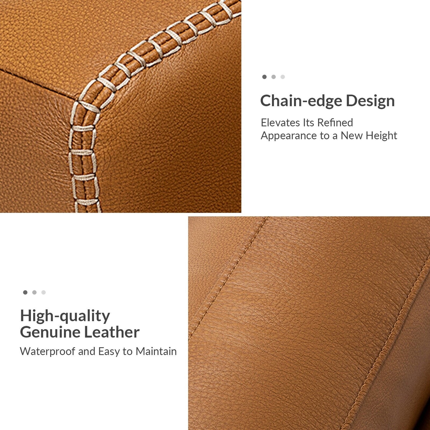 Divano con braccioli in vera pelle Rita 81.5 con gambe in legno massello di HULALA HOME