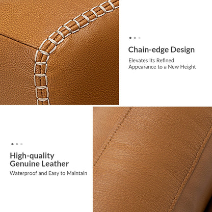 Divano con braccioli in vera pelle Rita 81.5 con gambe in legno massello di HULALA HOME