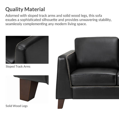 Divano con braccioli in vera pelle Rita 81.5 con gambe in legno massello di HULALA HOME