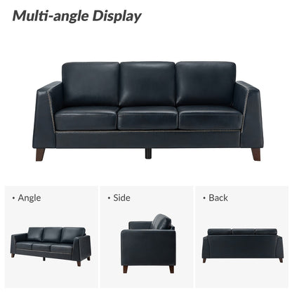 Divano con braccioli in vera pelle Rita 81.5 con gambe in legno massello di HULALA HOME