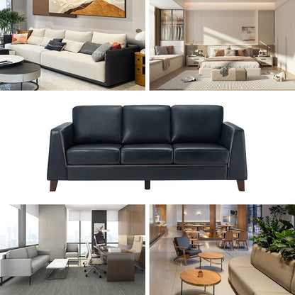 Divano con braccioli in vera pelle Rita 81.5 con gambe in legno massello di HULALA HOME