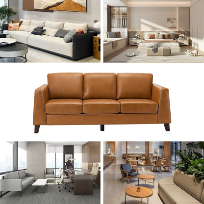 Divano con braccioli in vera pelle Rita 81.5 con gambe in legno massello di HULALA HOME