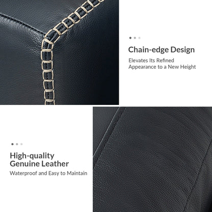 Divano con braccioli in vera pelle Rita 81.5 con gambe in legno massello di HULALA HOME