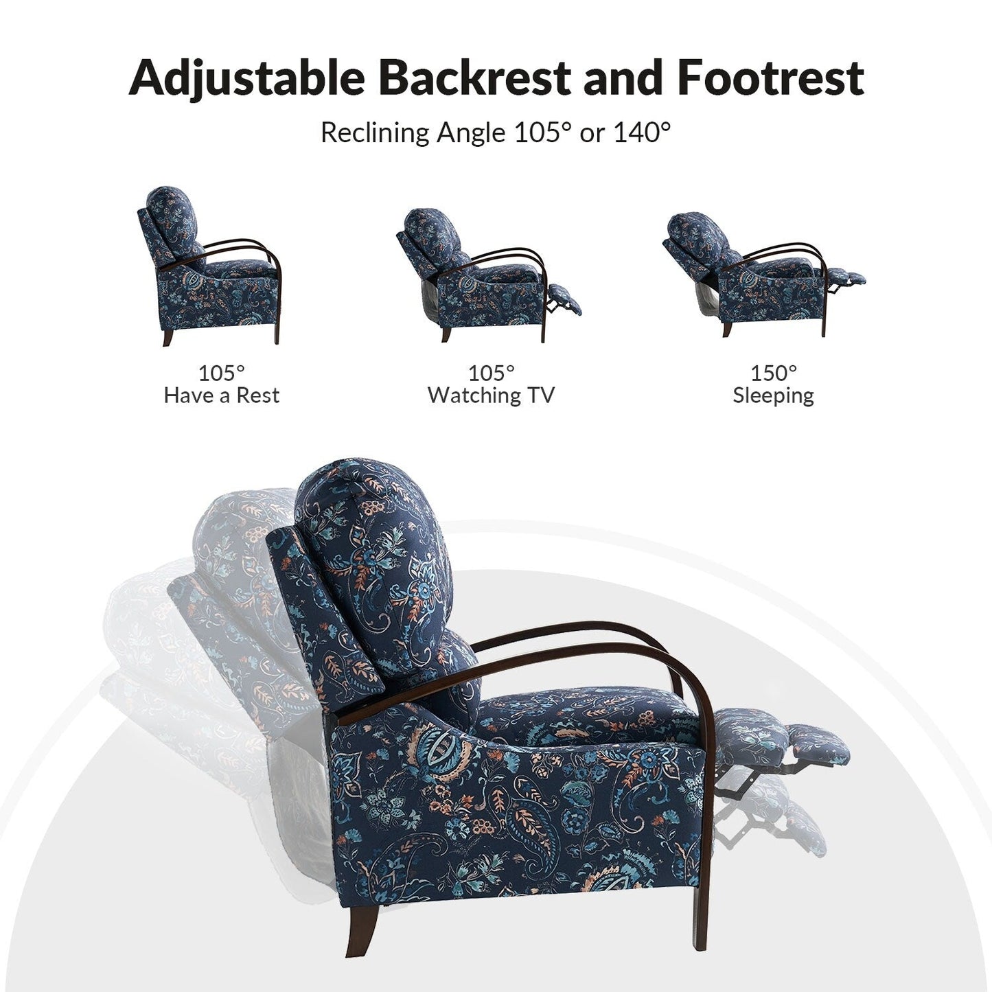 Poltrona reclinabile manuale in vera pelle Rita di Hulala Home