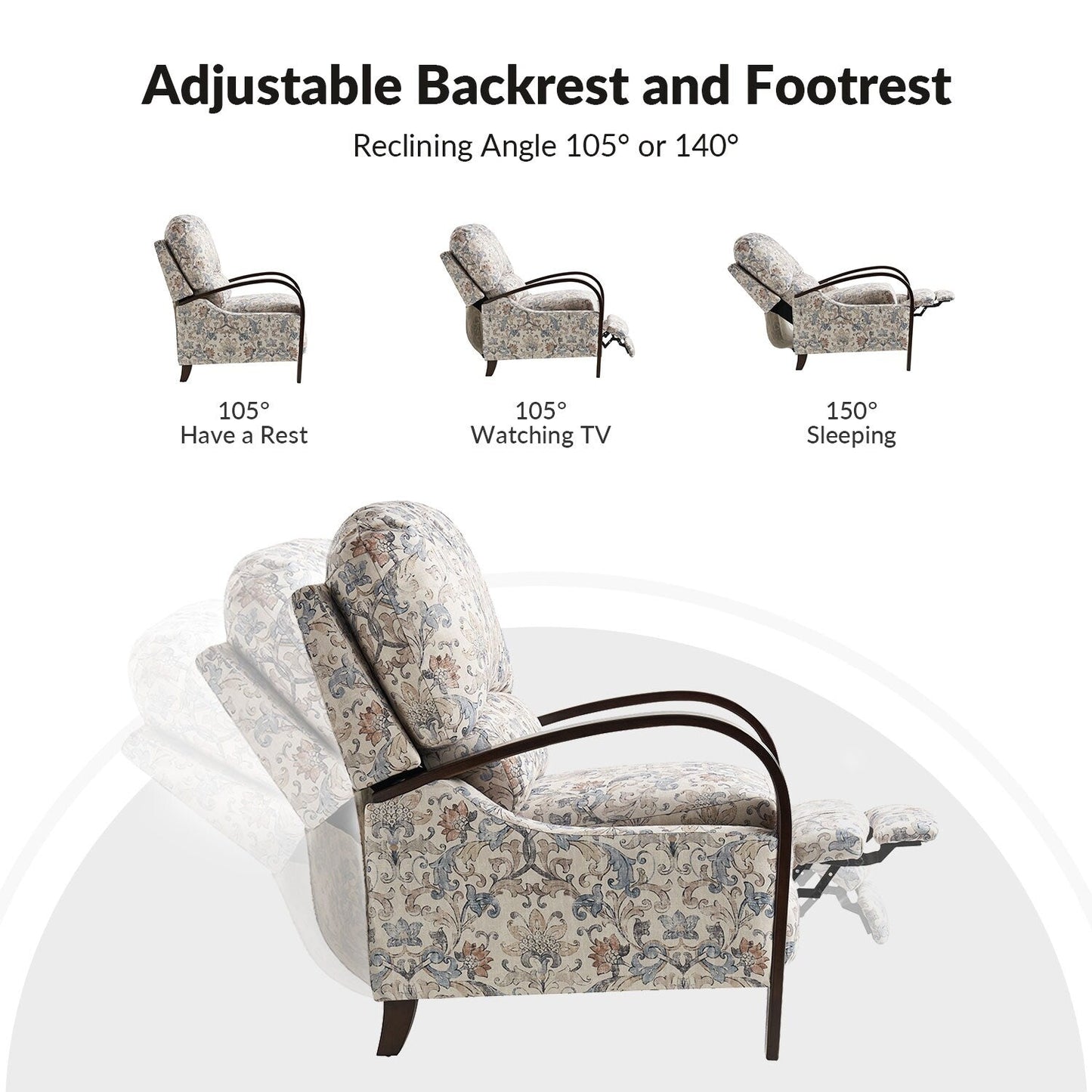 Poltrona reclinabile manuale in vera pelle Rita di Hulala Home