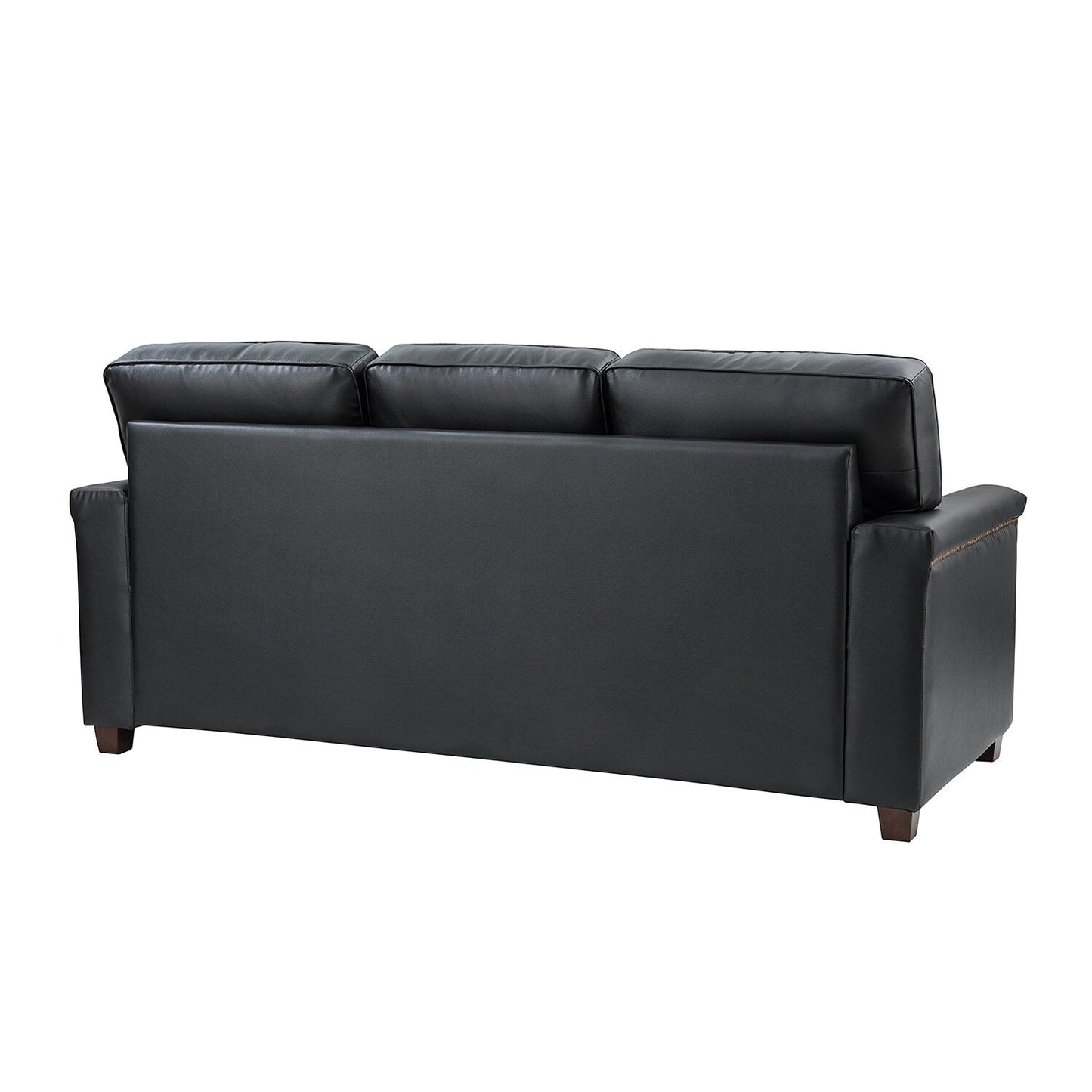 Divano Rita Living Room a 3 posti in vera pelle con gambe in legno massello e borchie