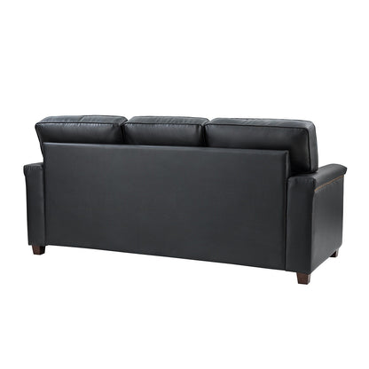 Divano Rita Living Room a 3 posti in vera pelle con gambe in legno massello e borchie
