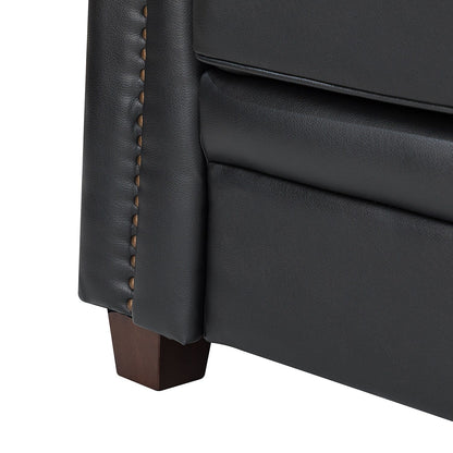 Divano Rita Living Room a 3 posti in vera pelle con gambe in legno massello e borchie