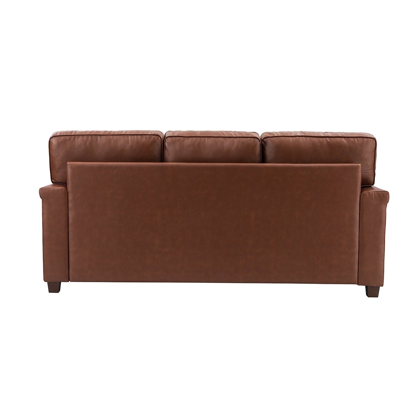 Divano Rita Living Room a 3 posti in vera pelle con gambe in legno massello e borchie