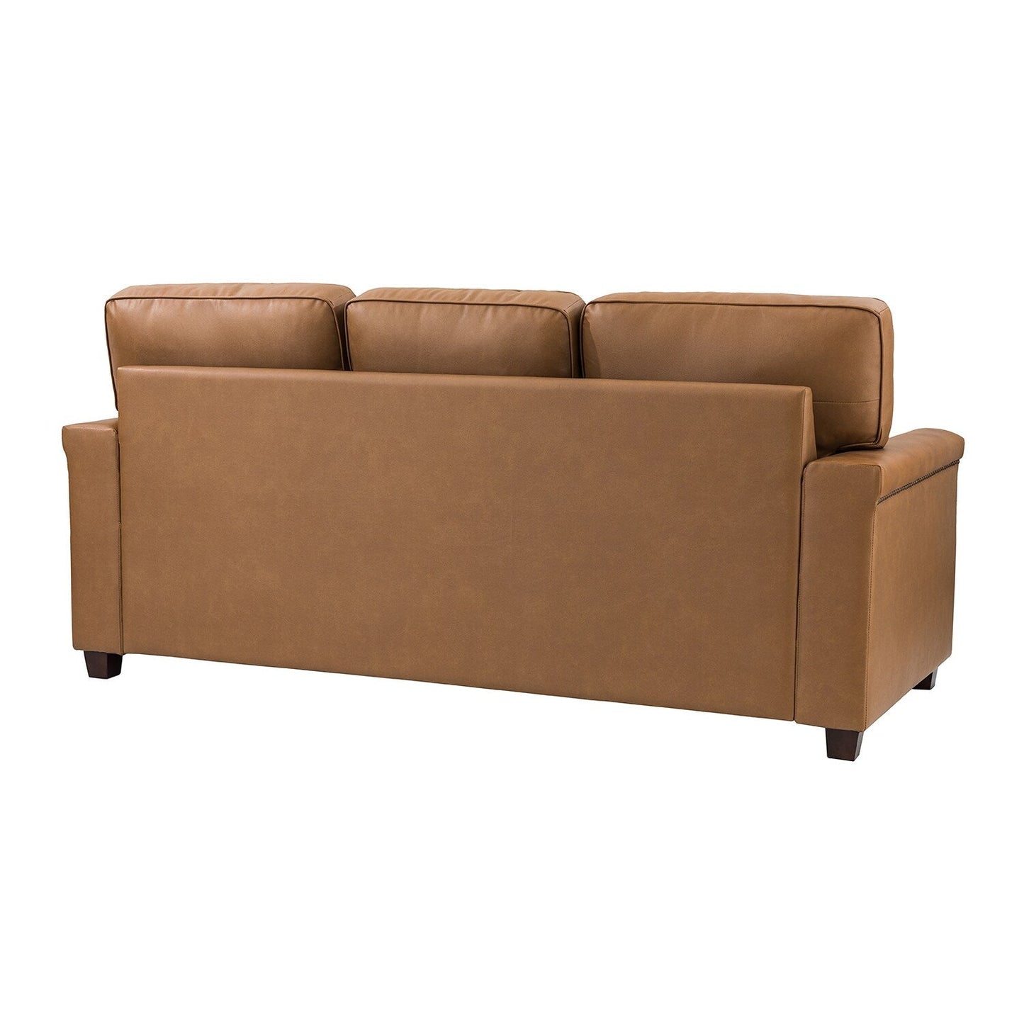 Divano Rita Living Room a 3 posti in vera pelle con gambe in legno massello e borchie