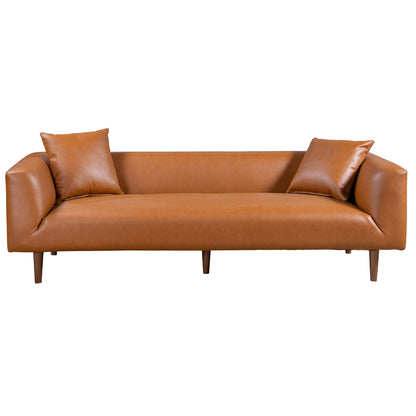 Divano curvy in pelle color cognac Ritson 87 Wide Mid Century Modern