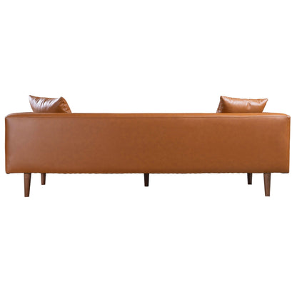 Divano curvy in pelle color cognac Ritson 87 Wide Mid Century Modern