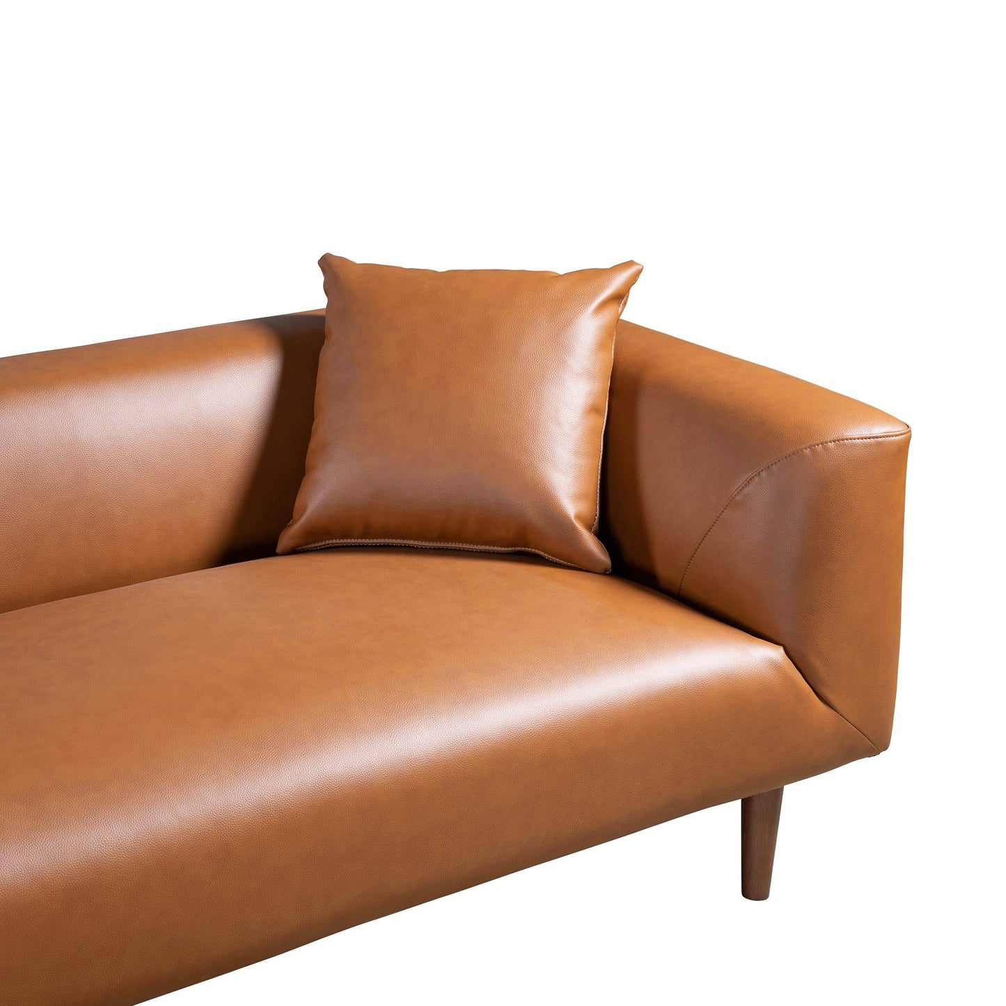 Divano curvy in pelle color cognac Ritson 87 Wide Mid Century Modern