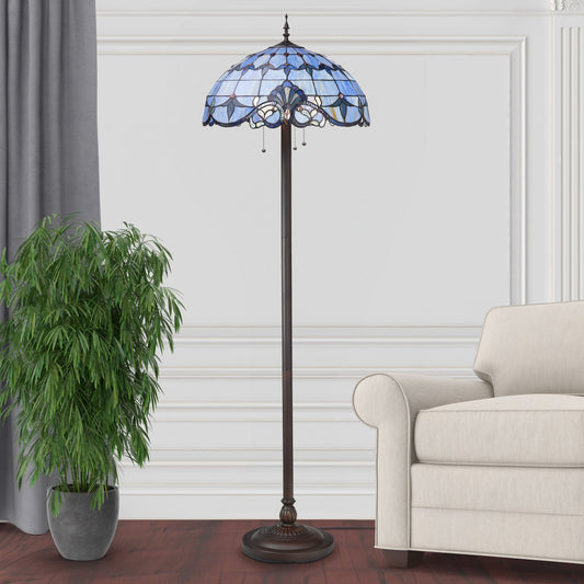 Lampada da terra River of Goods Allistar in vetro colorato e resina, 3 luci, altezza 64 pollici - 20L x 20W x 64H