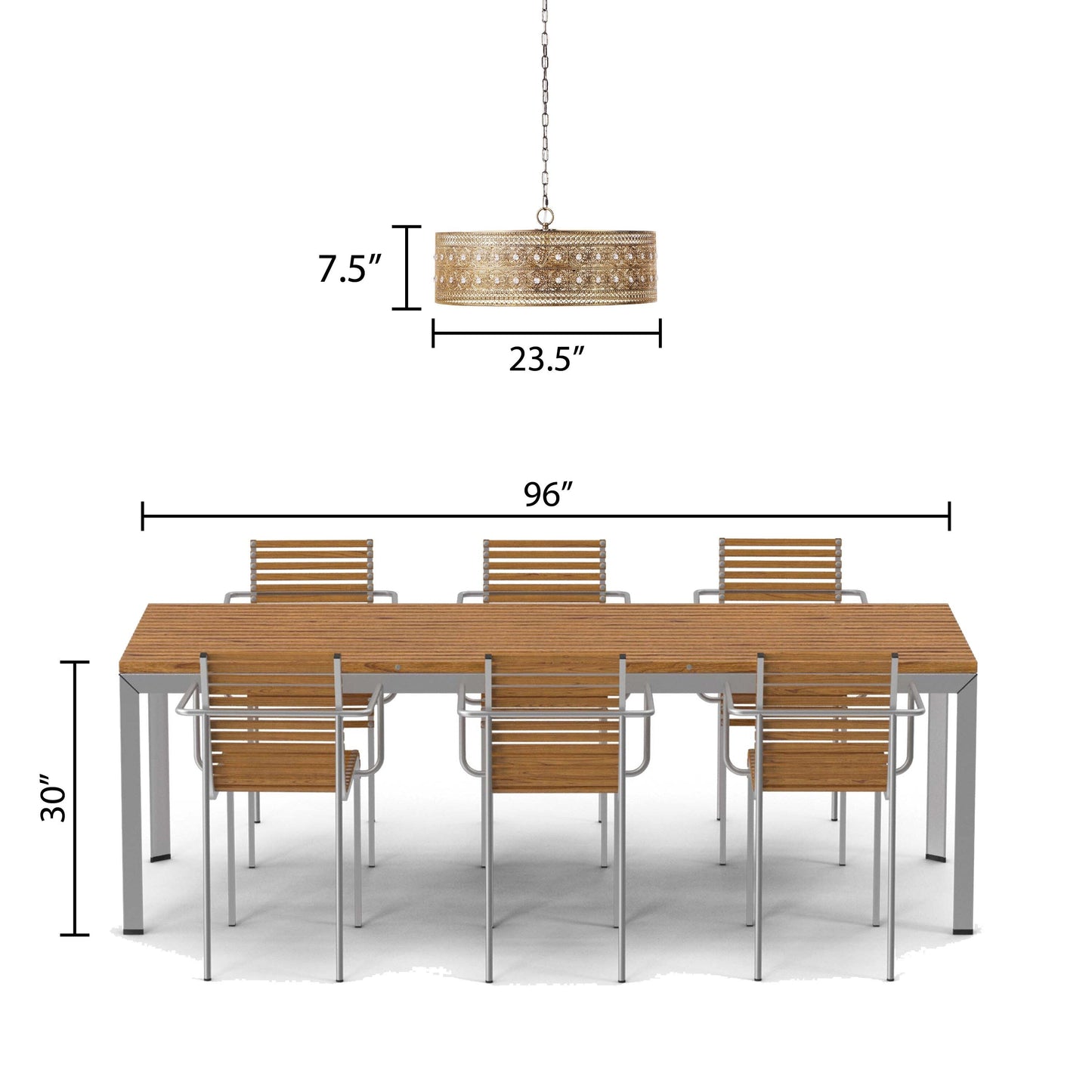 Lampadario River of Goods Bryar in ottone e cristallo da 23,5 W a 3 luci - 23,5 x 23,5 x 61,5
