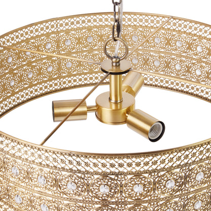 Lampadario River of Goods Bryar in ottone e cristallo da 23,5 W a 3 luci - 23,5 x 23,5 x 61,5