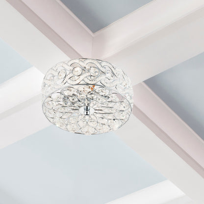 Lampada da soffitto semi-incassata River of Goods Olivia in metallo intrecciato e cristallo da 11,5 pollici - 11,5 x 11,5 x 6,375