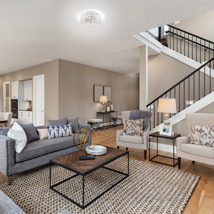 Lampada da soffitto semi-incassata River of Goods Olivia in metallo intrecciato e cristallo da 11,5 pollici - 11,5 x 11,5 x 6,375