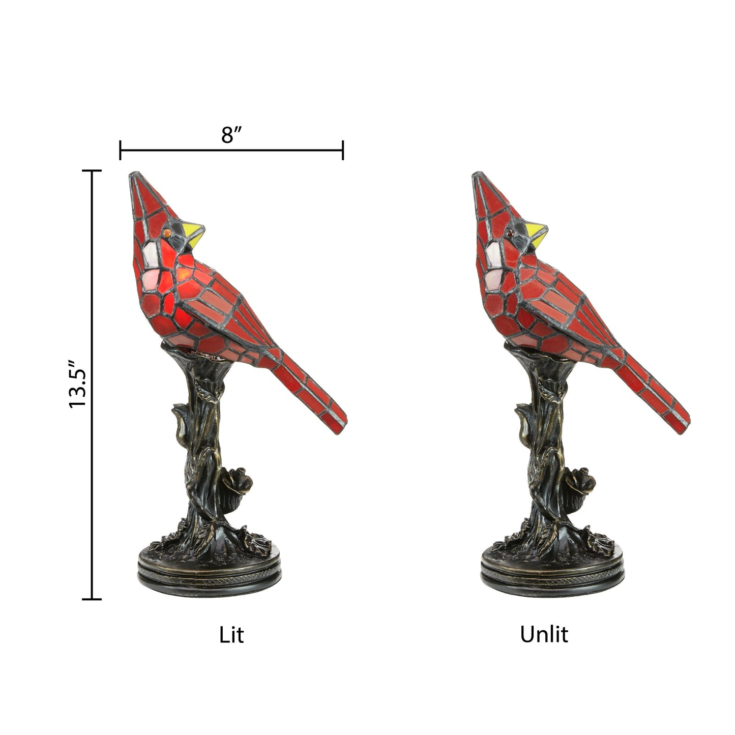 Lampada da tavolo Cardinal da 13 pollici in vetro colorato rosso River of Goods - 8L x 4,5W x 13,5H