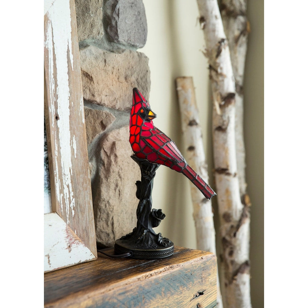 Lampada da tavolo Cardinal da 13 pollici in vetro colorato rosso River of Goods - 8L x 4,5W x 13,5H