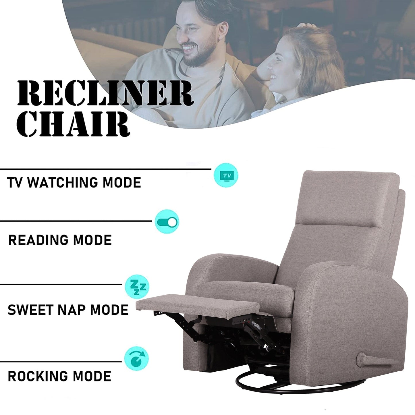 Poltrona reclinabile girevole, poltrona reclinabile a dondolo