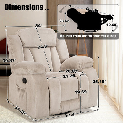 Poltrona reclinabile imbottita girevole e a dondolo