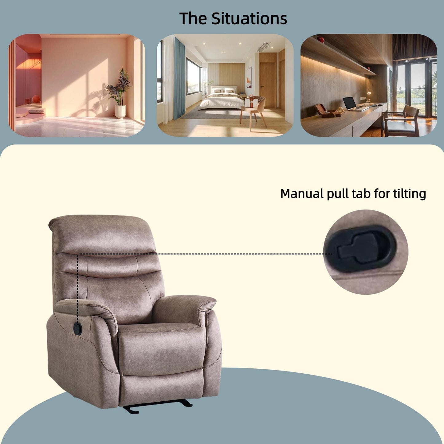 Poltrona reclinabile a dondolo per soggiorno