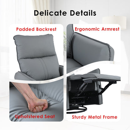 Poltrona a dondolo reclinabile, poltrona a dondolo girevole a 360 gradi per bambini, poltrona Glider, poltrona a dondolo girevole reclinabile moderna di piccole dimensioni