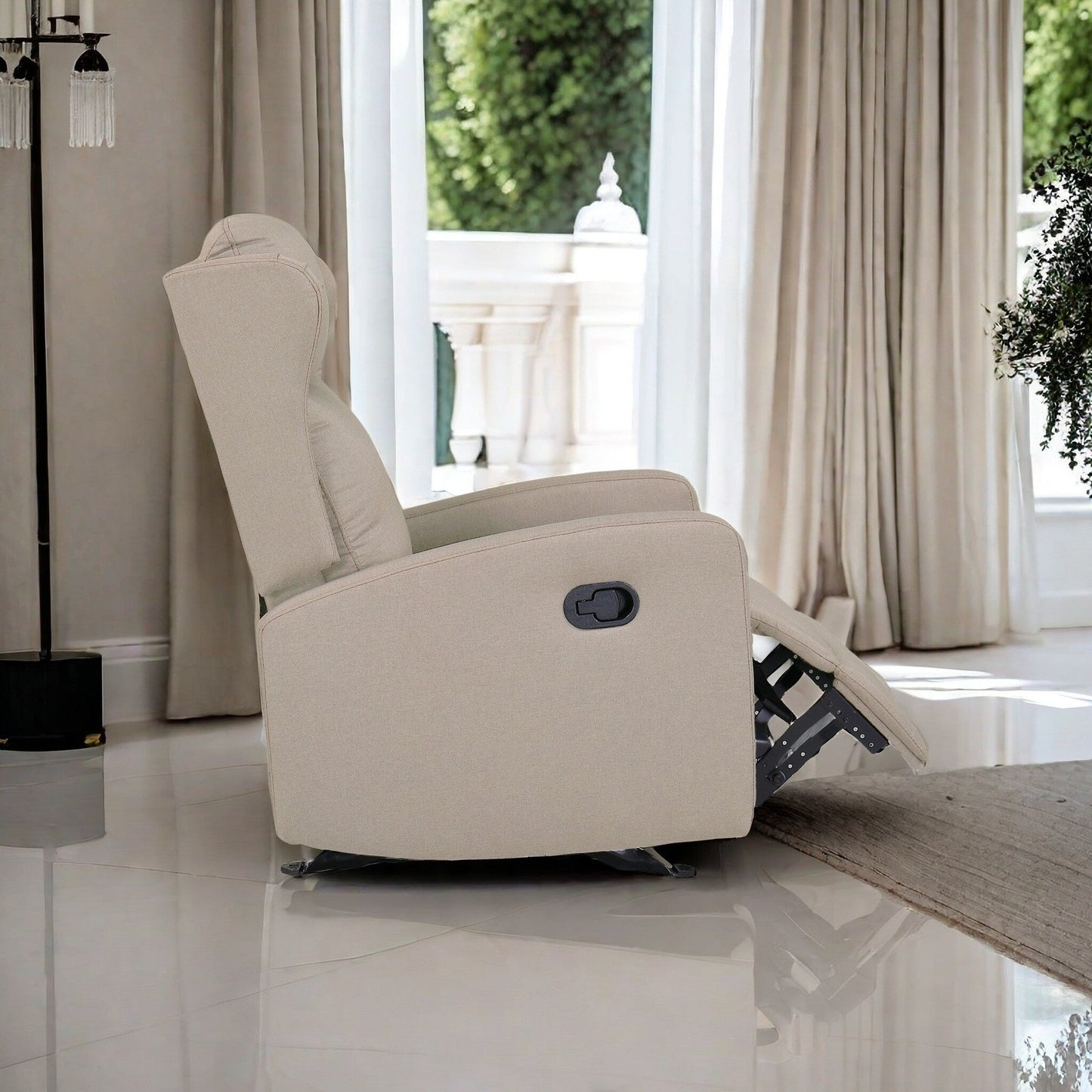 Poltrona reclinabile a dondolo, divano reclinabile regolabile con supporto lombare, poltrona reclinabile classica con comodi braccioli e schienale