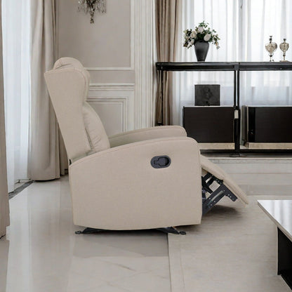 Poltrona reclinabile a dondolo, divano reclinabile regolabile con supporto lombare, poltrona reclinabile classica con comodi braccioli e schienale