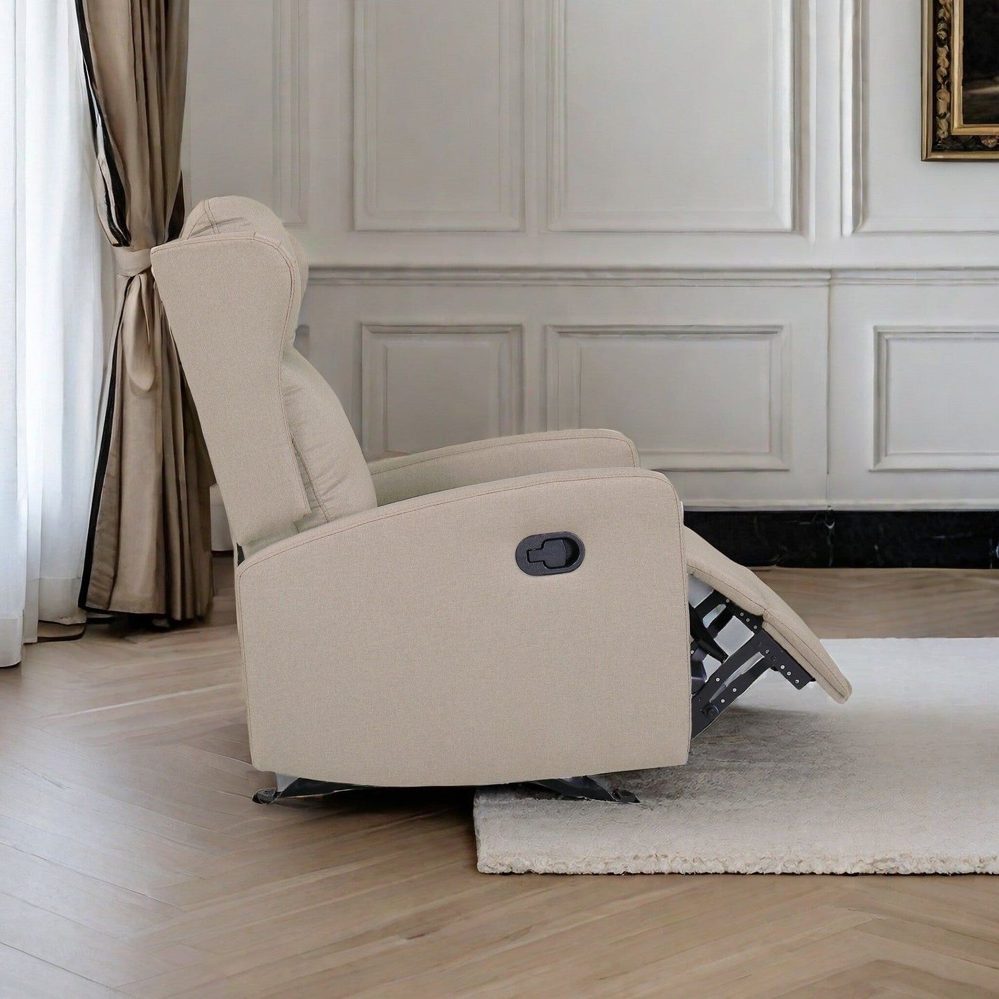 Poltrona reclinabile a dondolo, divano reclinabile regolabile con supporto lombare, poltrona reclinabile classica con comodi braccioli e schienale