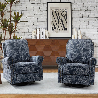 Poltrona reclinabile girevole con stampa floreale Roderich Farmhouse e braccioli arrotondati, set da 2 di HULALA HOME