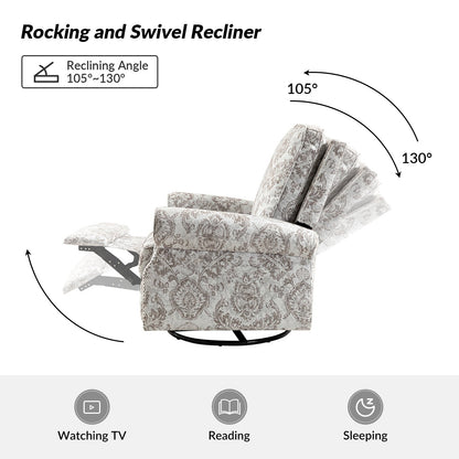 Poltrona reclinabile girevole con stampa floreale Roderich Farmhouse e braccioli arrotondati, set da 2 di HULALA HOME