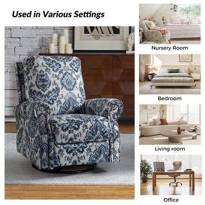 Poltrona reclinabile girevole con stampa floreale Roderich Farmhouse e braccioli arrotondati, set da 2 di HULALA HOME