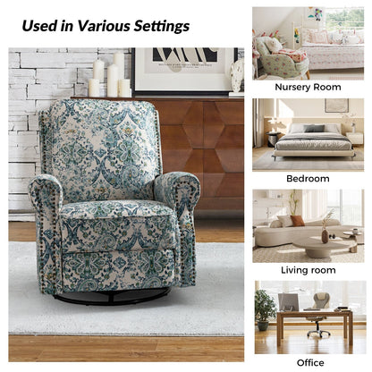 Poltrona reclinabile girevole con stampa floreale Roderich Farmhouse e braccioli arrotondati, set da 2 di HULALA HOME