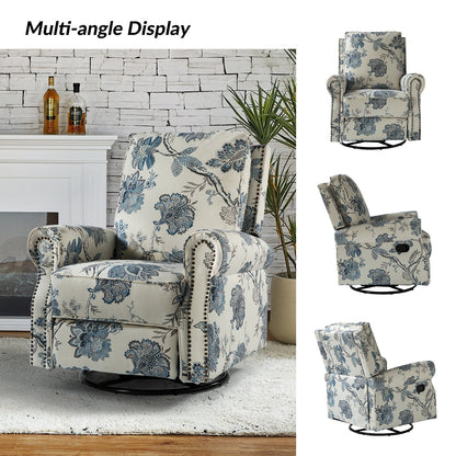 Poltrona reclinabile girevole con stampa floreale Roderich Farmhouse e braccioli arrotondati, set da 2 di HULALA HOME