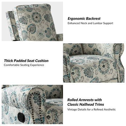 Poltrona reclinabile girevole con stampa floreale Roderich Farmhouse e braccioli arrotondati, set da 2 di HULALA HOME