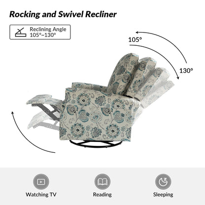 Poltrona reclinabile girevole con stampa floreale Roderich Farmhouse e braccioli arrotondati, set da 2 di HULALA HOME