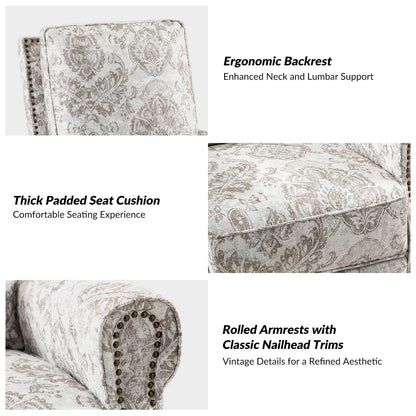 Poltrona reclinabile girevole con stampa floreale Roderich Farmhouse e braccioli arrotolati di HULALA HOME