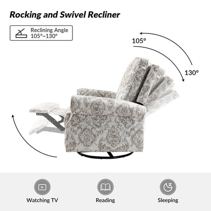Poltrona reclinabile girevole con stampa floreale Roderich Farmhouse e braccioli arrotolati di HULALA HOME