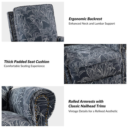 Poltrona reclinabile girevole con stampa floreale Roderich Farmhouse e braccioli arrotolati di HULALA HOME