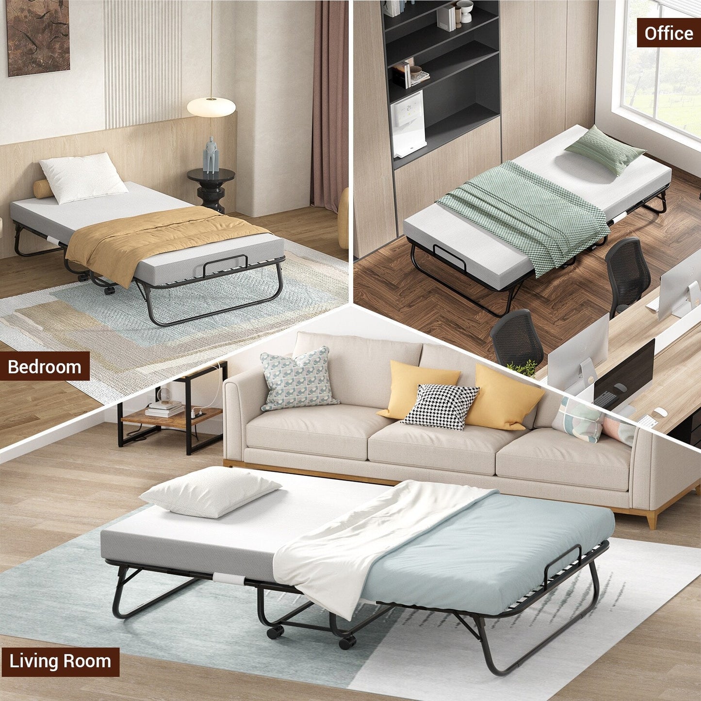 Letto pieghevole da 38'' con materasso, letto pieghevole portatile con telo di copertura