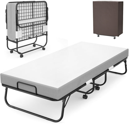 Letto pieghevole da 38'' con materasso, letto pieghevole portatile con telo di copertura