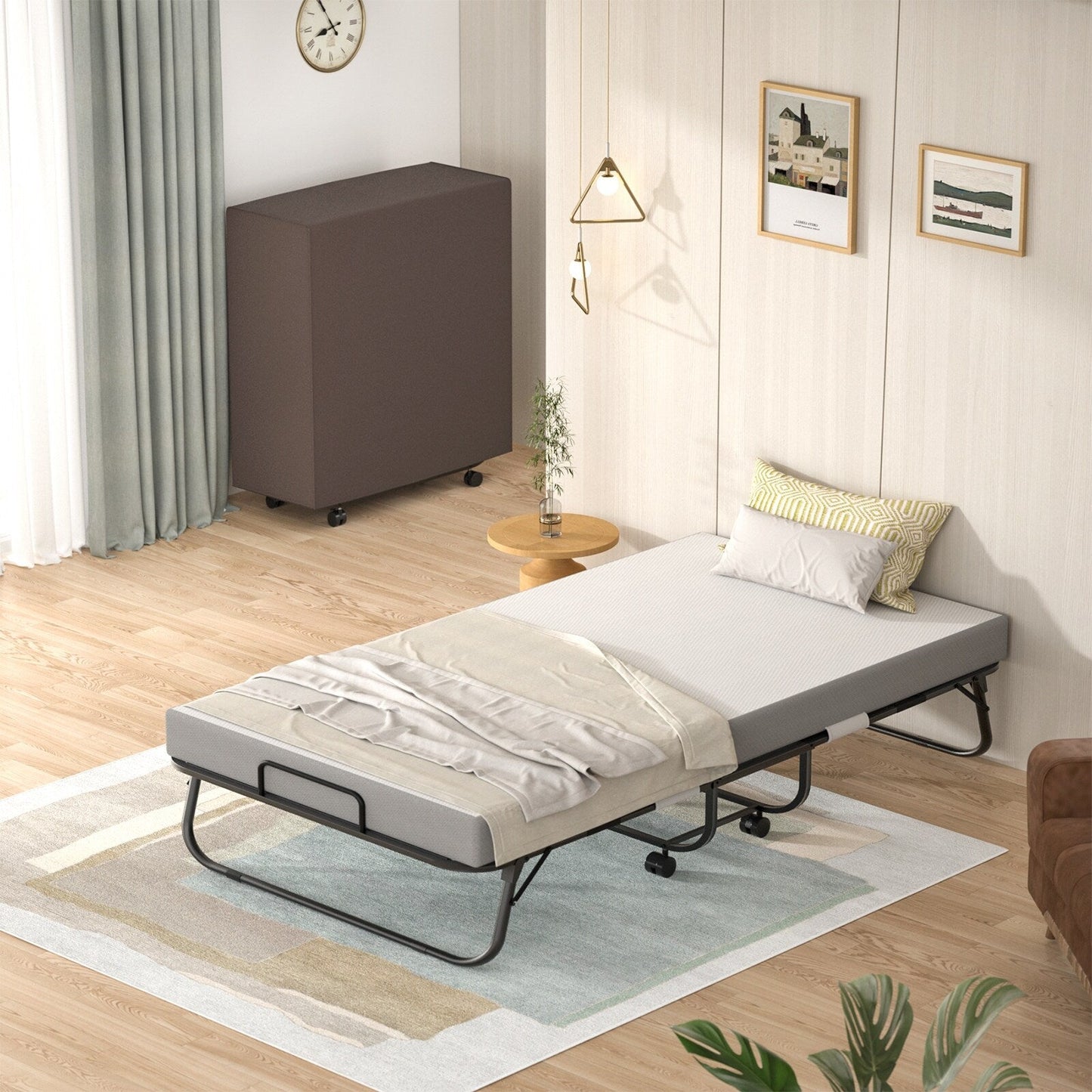Letto pieghevole da 38'' con materasso, letto pieghevole portatile con telo di copertura