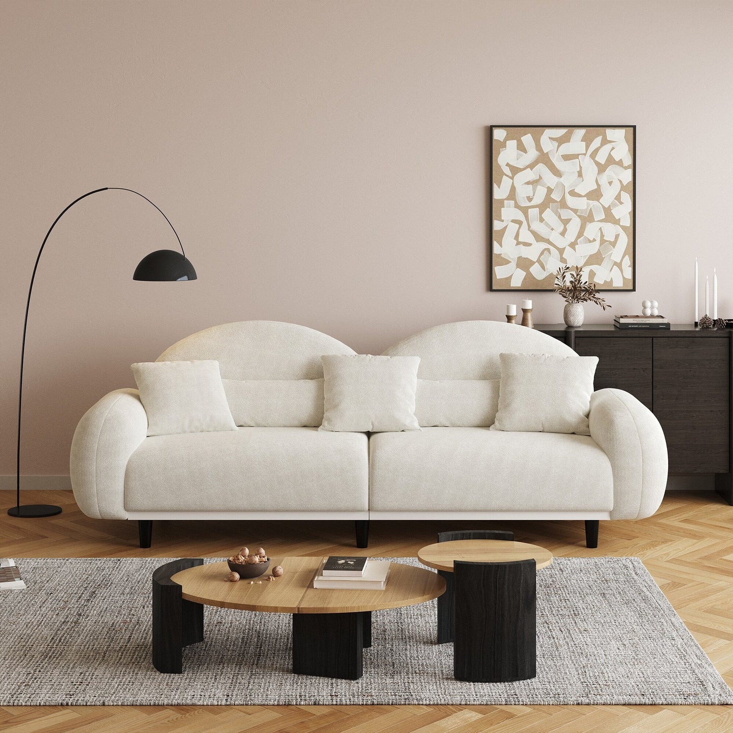 Divano imbottito in tessuto di cotone Romision