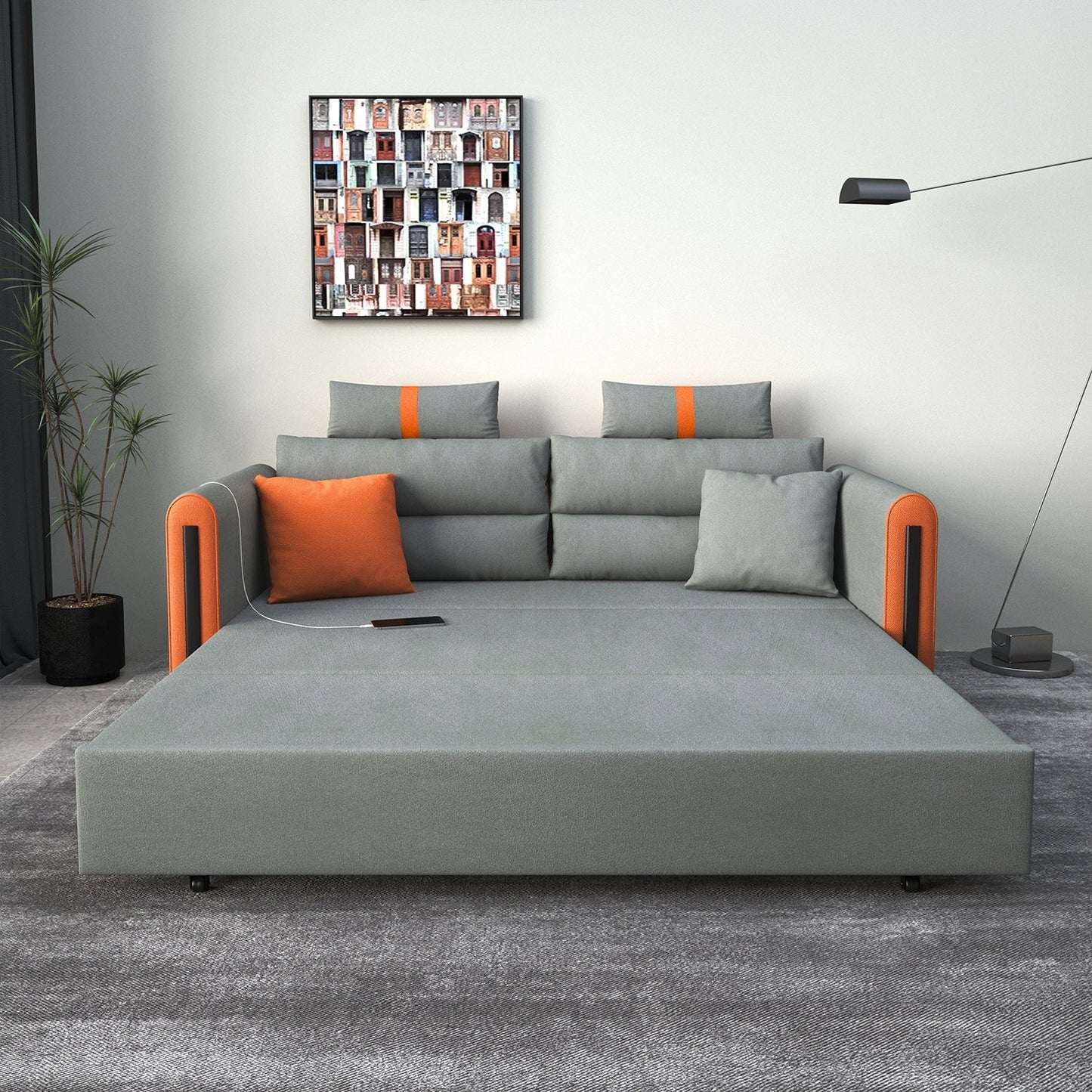 Divano letto pieghevole in tessuto tecnologico Romision