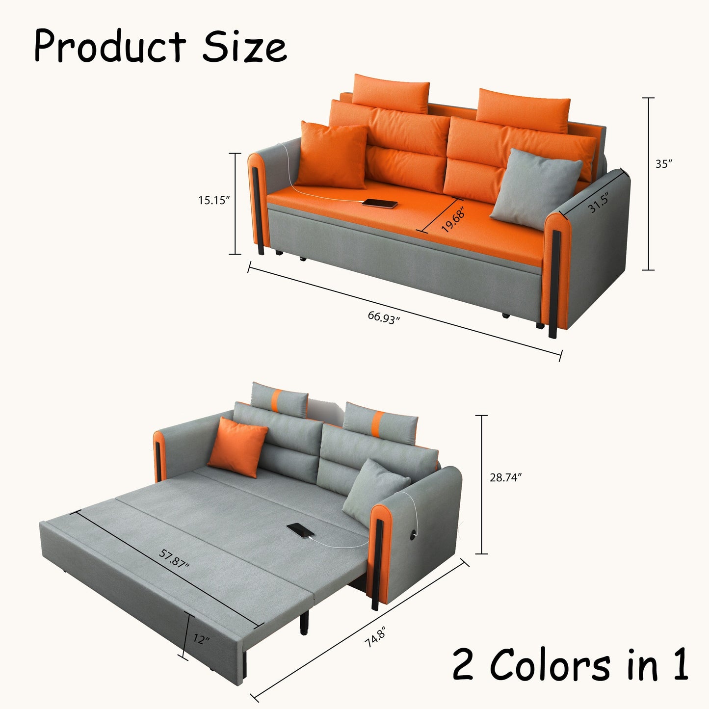 Divano letto pieghevole in tessuto tecnologico Romision