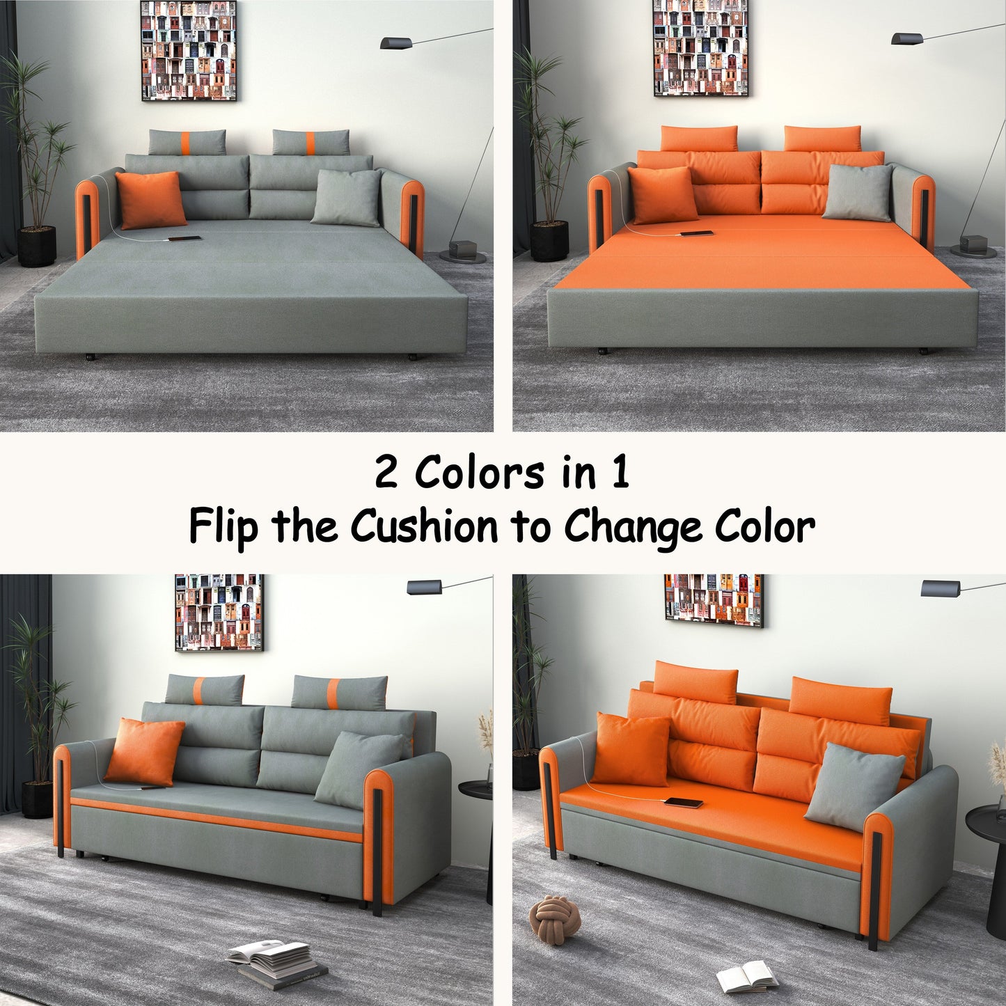 Divano letto pieghevole in tessuto tecnologico Romision