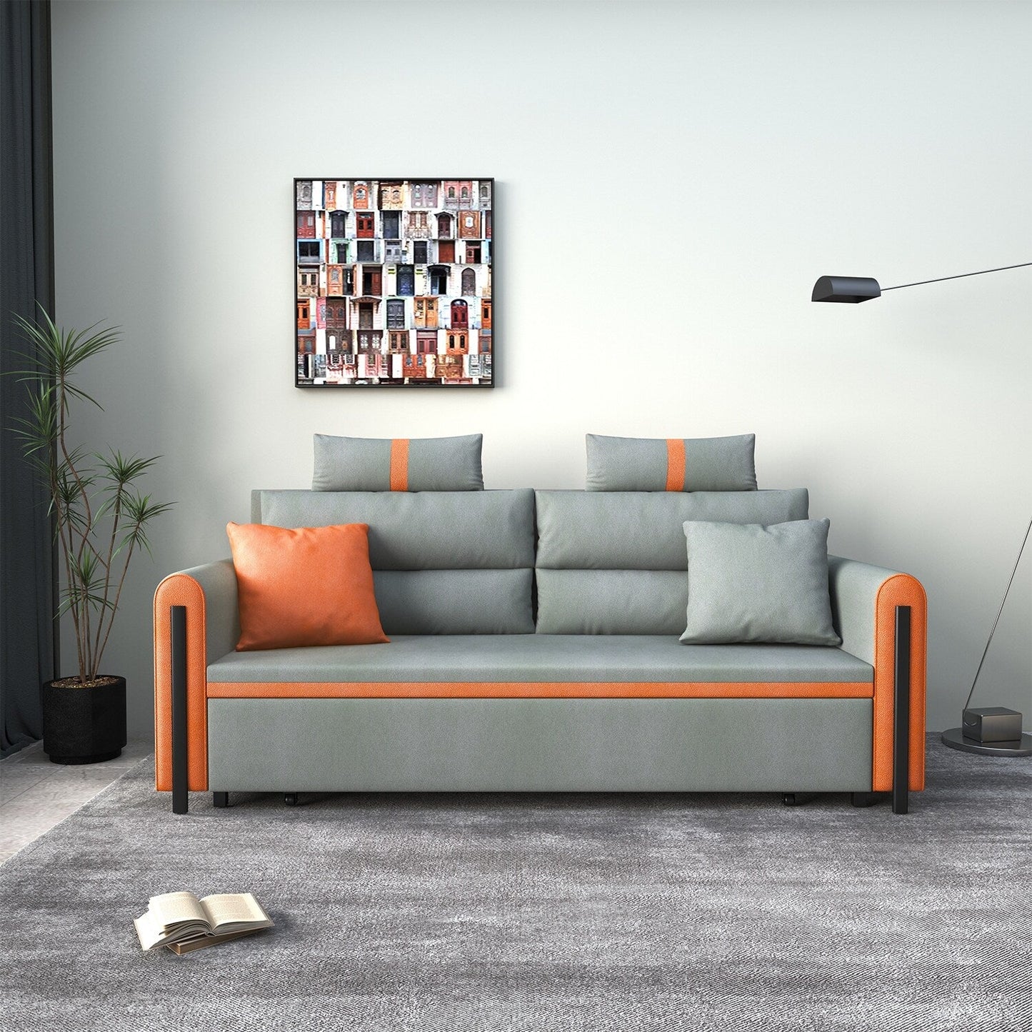 Divano letto pieghevole in tessuto tecnologico Romision