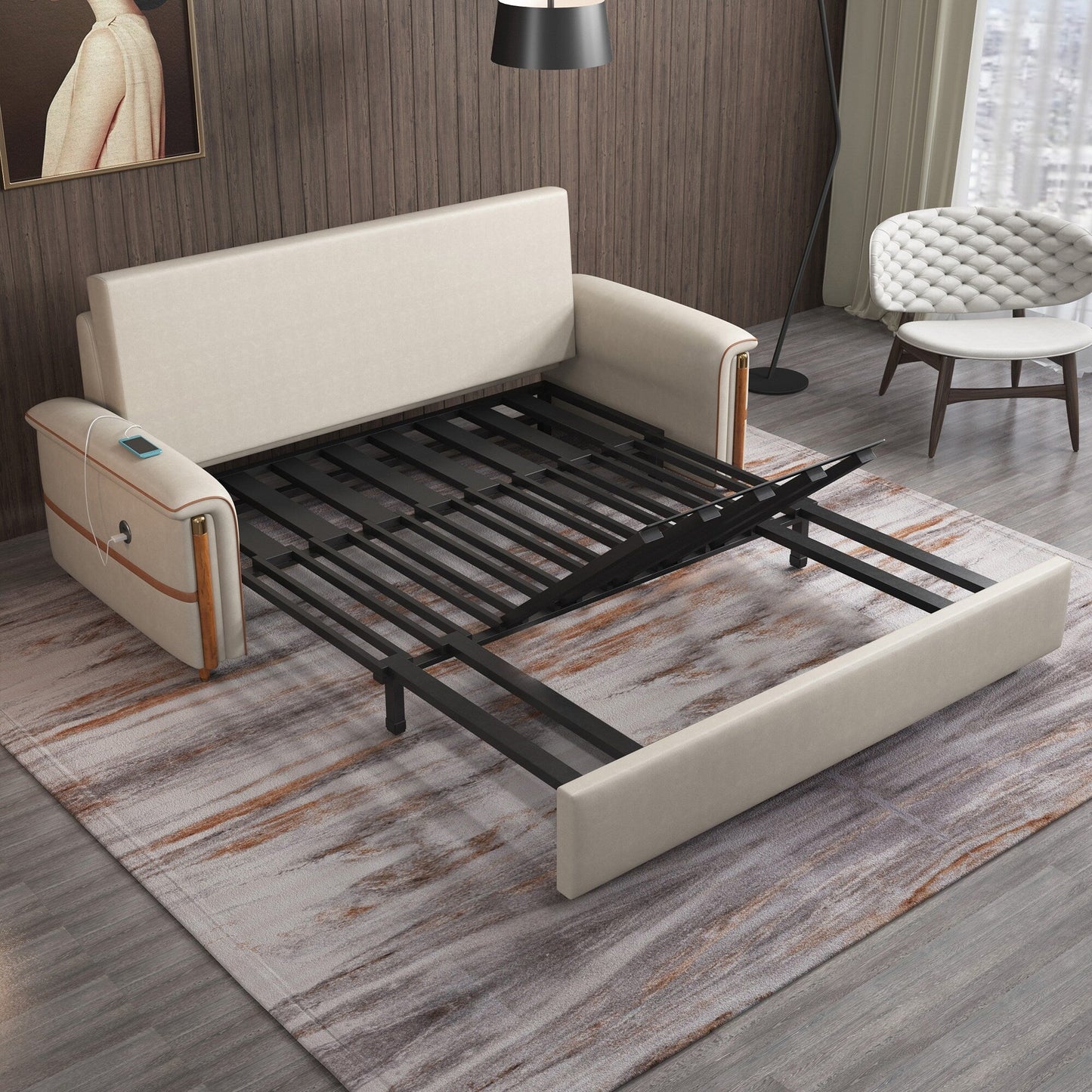 Divano letto pieghevole in tessuto tecnologico Romision